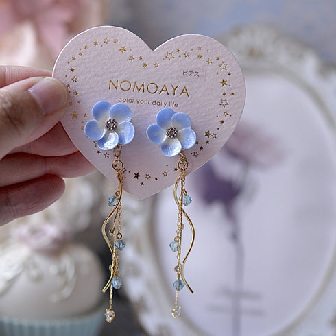 <15010>【Nemophila Rondo】 Floral Pierced Earrings