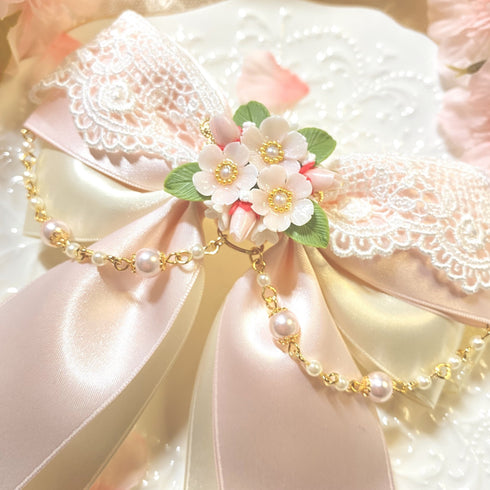<15011>【Spring Song】Sakura Ribbon Barrette