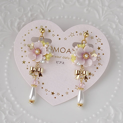 <15018>【Sakura Waltz】Floral Pierced Earrings