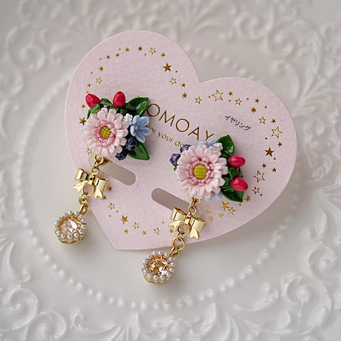 <15023>【Pink Garbera Waltz】Earrings