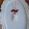 <15031>Cherry Teddy Bear Necklace