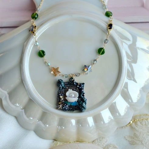 <15044>Sea Shell Frame Necklace