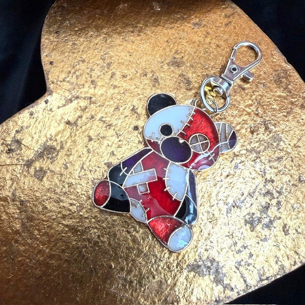 <17008>Stitched Bear Keychain (red& white)