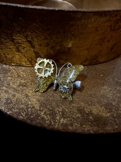 <17016>Butterfly and Gear hair clip hindwing tail(yellow)