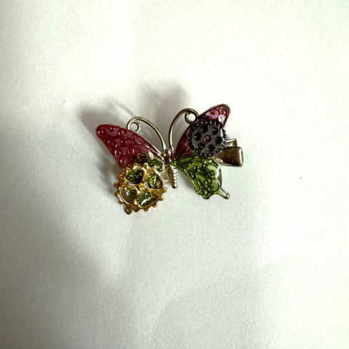 <17019>Butterfly and Gear hair clip hindwing tail(Pink & Light Green)