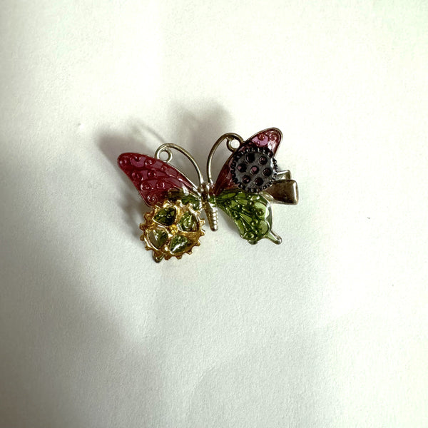 <17019>Butterfly and Gear hair clip hindwing tail(Pink & Light Green)