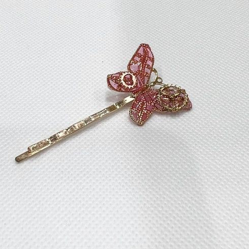 <17020>Butterfly Hairpin Vertical type(pink)