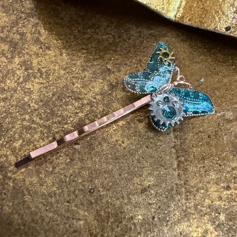 <17022>Butterfly Hairpin Vertical type(skyblue)