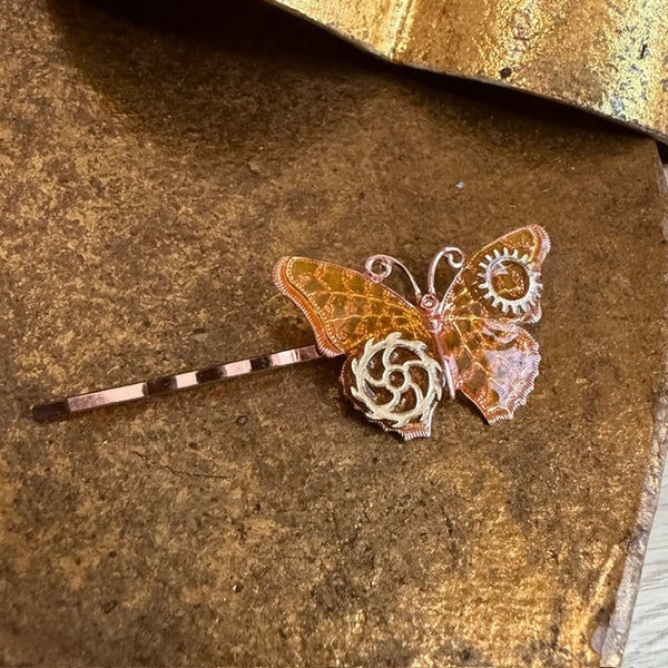 <17026>Butterfly Hairpin Horizontal type(orange)