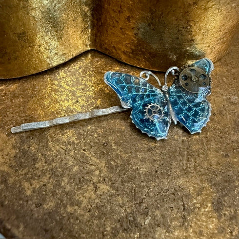 <17027>Butterfly Hairpin Horizontal type(blue)