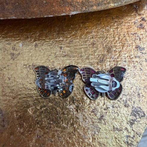 <17041>Butterfly Earrings( Orange and Pink)