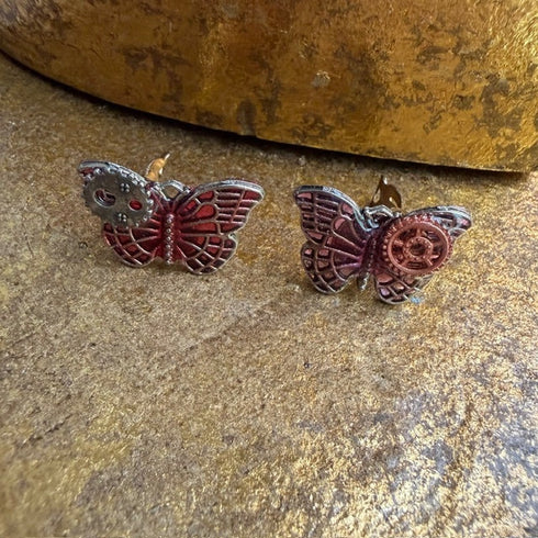 <17042>Butterfly Earrings(Red and Pink)