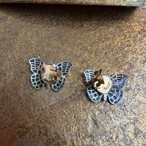 <17043>Butterfly Earrings(Purple, Yellow‑Green and Purple‑Blue)