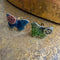<17045>Butterfly Earrings(Blue and Yellow‑Green)