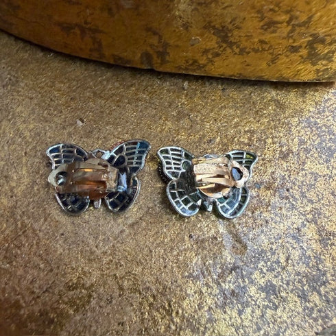 <17045>Butterfly Earrings(Blue and Yellow‑Green)