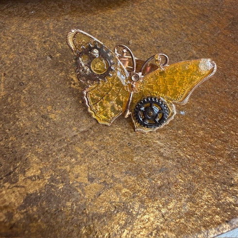 <17059>Butterfly Ring jagged wings(Yellow)