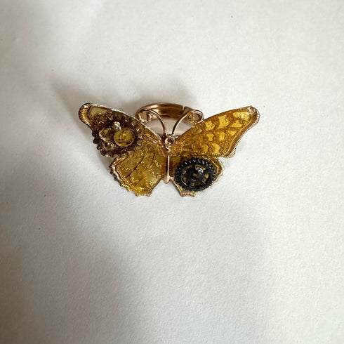 <17059>Butterfly Ring jagged wings(Yellow)
