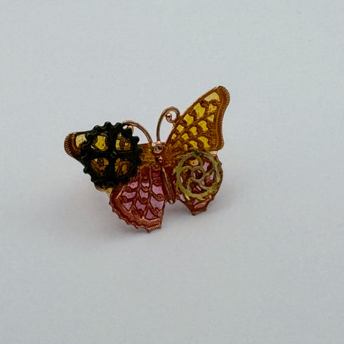 <17060>Butterfly Ring jagged wings(Yellow × pink)