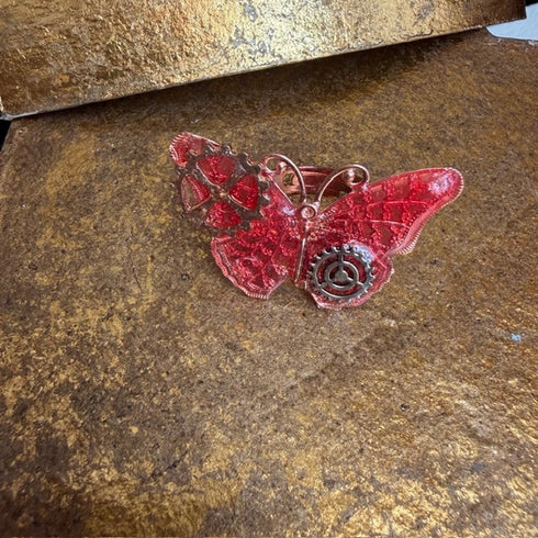 <17061>Butterfly Ring jagged wings(pink)