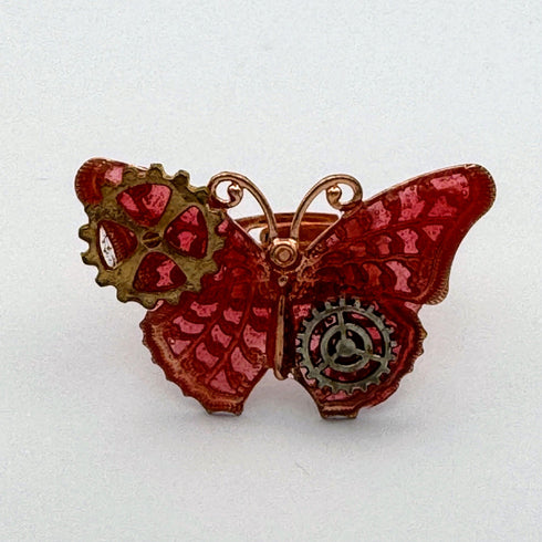 <17061>Butterfly Ring jagged wings(pink)