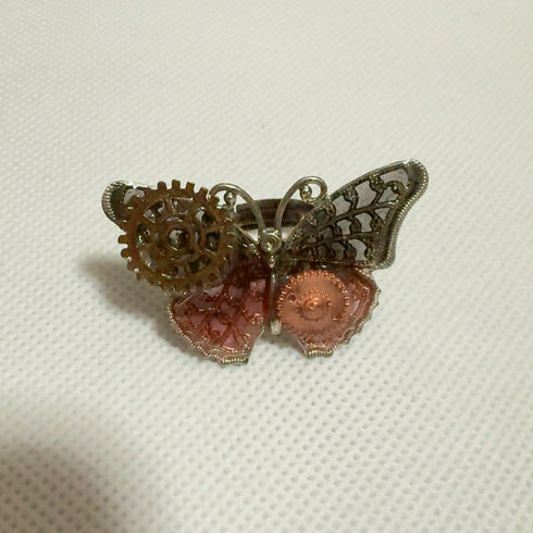 <17062>Butterfly Ring jagged wings(black × red)