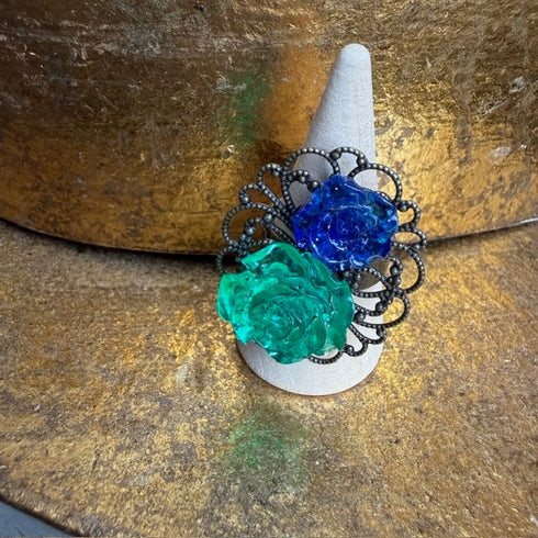 <17064>Rose Ring(green × blue)