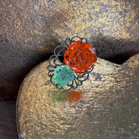 <17070>Rose Ring(Orange × lightgreen)