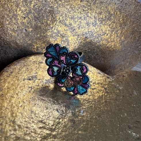 <17080>Stained Glass‑Style Ring