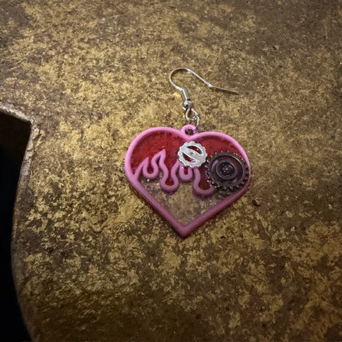 <17086>Heart & Gear Earrings(pink × light)