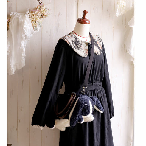 <18003>Black & White Tuxedo Lop-Eared Rabbit Bag