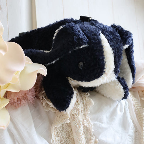 <18003>Black & White Tuxedo Lop-Eared Rabbit Bag