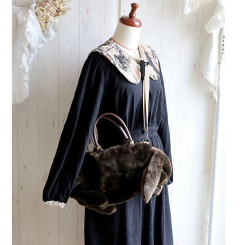 <18004>Dark Brown Lop-Eared Rabbit Bag