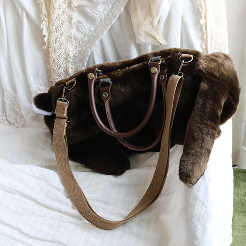<18004>Dark Brown Lop-Eared Rabbit Bag
