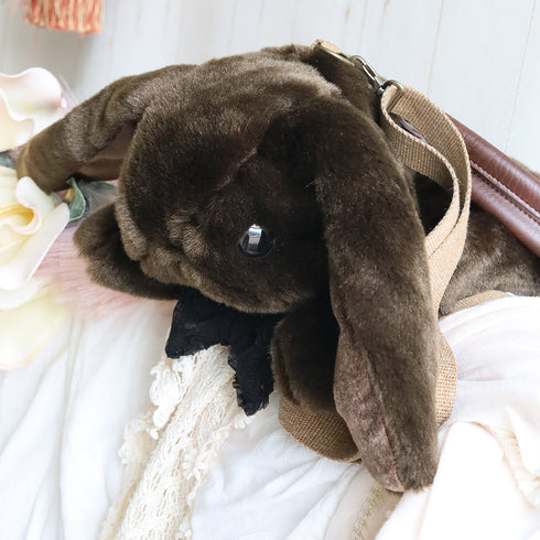 <18004>Dark Brown Lop-Eared Rabbit Bag