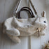<18006>Textured White Straight-Eared Rabbit Bag