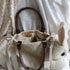 <18006>Textured White Straight-Eared Rabbit Bag