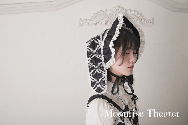 <19005>Lace-up Bunny Bonnet(Black)