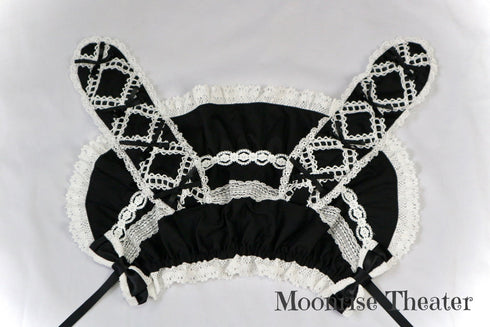 <19005>Lace-up Bunny Bonnet(Black)