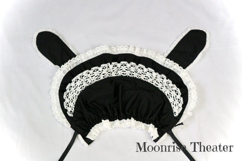 <19005>Lace-up Bunny Bonnet(Black)