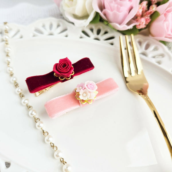 ベルベットリボンのヘアクリップ