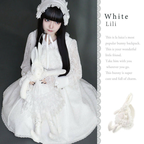 LALUICE うさぎリュック ロリータ ロリィタ リュック レース ぬいぐるみ ブラック ホワイト ピンク 【LALUICE公式】