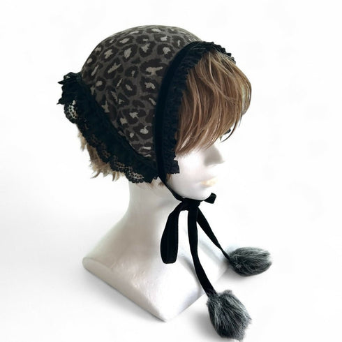 レオパード柄 バブーシュカ グレー系