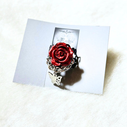 <21002>Rose ring (red x butterfly)