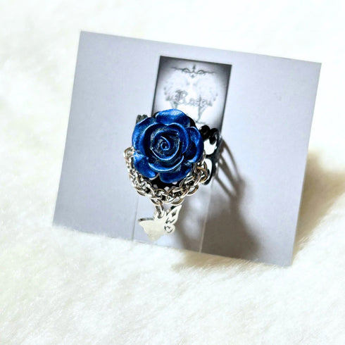 <21005>Rose ring (blue x butterfly)