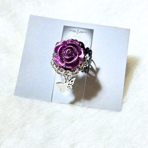 <21008>Rose ring (purple x butterfly)