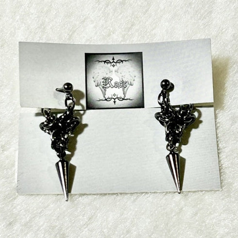 <21011>petit earring (Black color)
