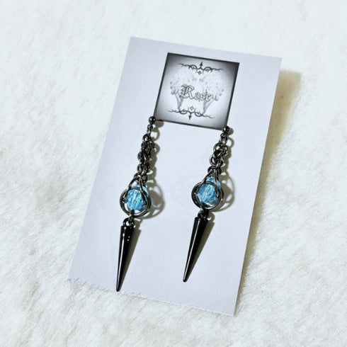<21015>chain & Thorn earring (light blue)