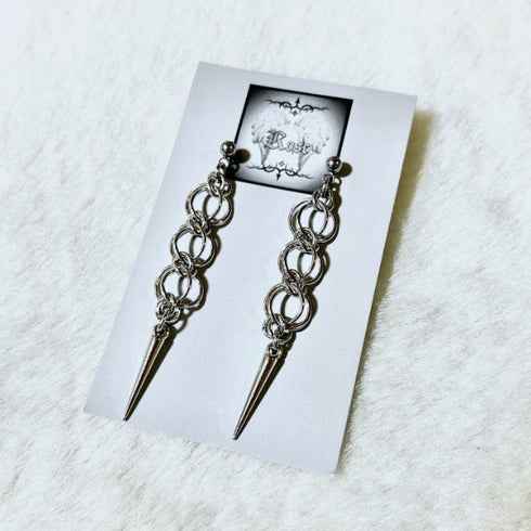 <21019>Figaro chain earring (Silver x thorn)