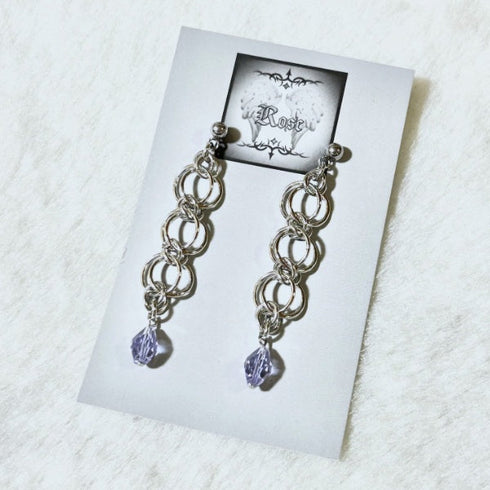 <21021>Figaro chain earring (Silver x purple)