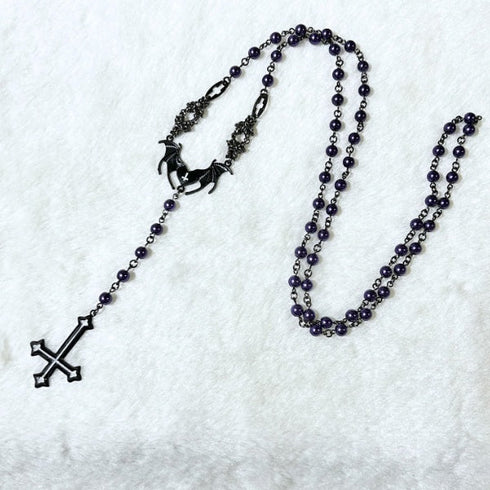 <21030>Reverse cross rosary (purple)